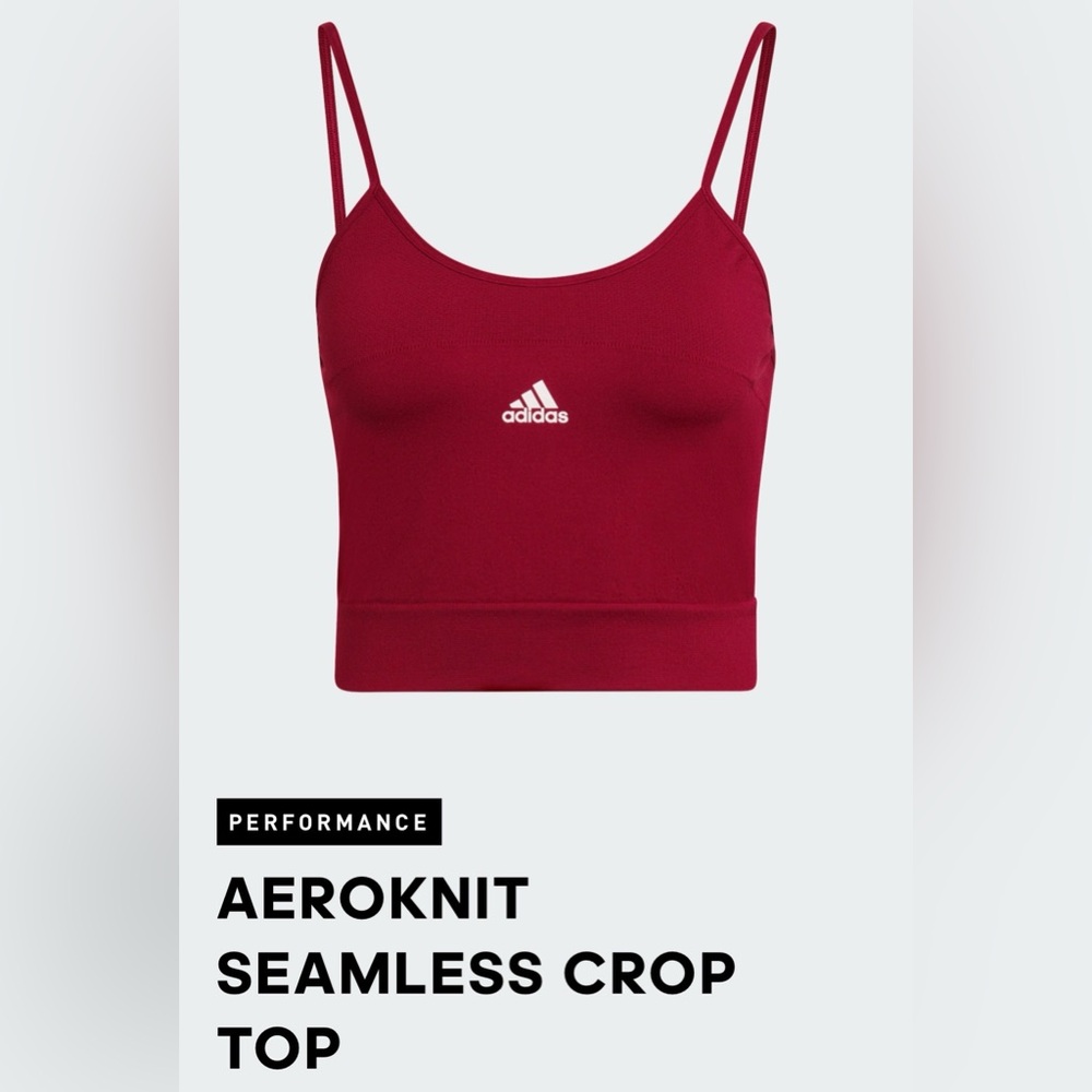 Adidas Maroon and White Aeroknit Seamless Crop Top - Picture 2 of 5